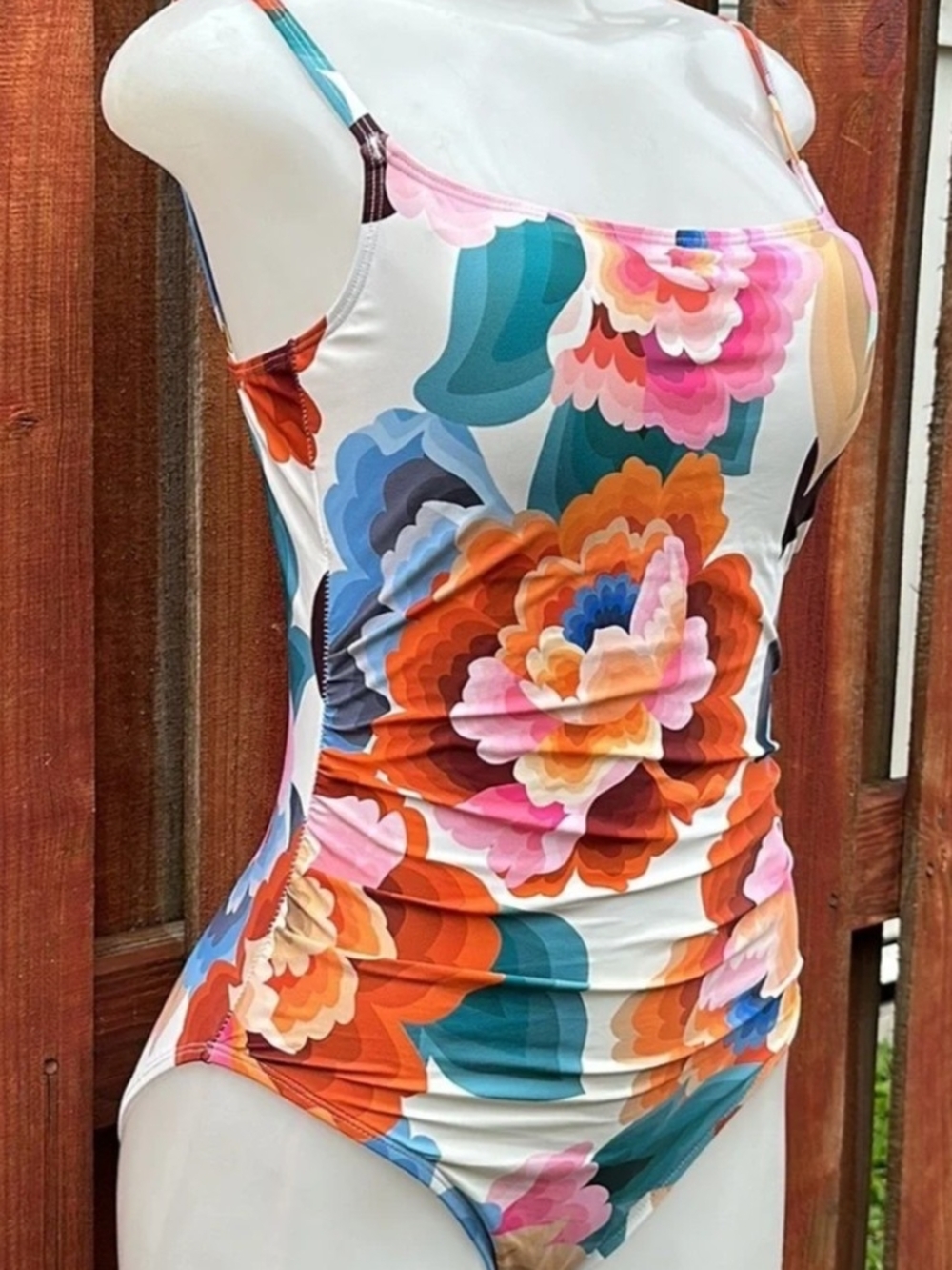 Floral Rhythm Scoop Neck One Piece Swimsuit